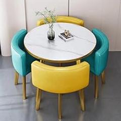 Office Reception Room Club Table and Chair Set, Negotiation Table and Chair Set, Business Conference Room Coffee Table, Space-Saving, Suitable for Lounge(Yellow+Blue)