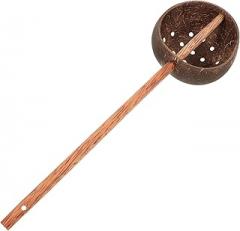 Multipurpose Slotted Spoon for Cooking Serving and Draining Ergonomic Long Handle Kitchen Gadget for Daily Use Parties and Restaurants Coconut Shell Material