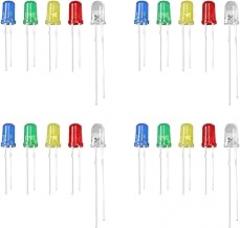 Othmro 300Pcs 5mm Red Yellow Blue Green White LED Christmas Light Bulb (20mA Red/Yellow: 1.8-2.0v, Blue/Emerald Green/White: 3.0-3.2v) Electronics Components Light Emitting Diodes