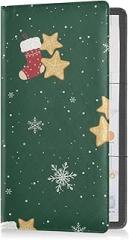 GuoChe Car Registration and Insurance Card Holder Christmas Stocking Star Pattern PU Leather License Registration Holder for Driver License Insurance Card Paperwork for Men Women, 1 size