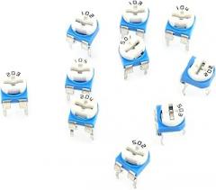 Dioche Comprehensive 100pcs Variable Resistor Trimpot Assortment ?10 Value Range 500ohm to 1M Ohm Potentiometer Set in Transparent Storage Box for Electronics Projects