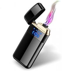 Double Arc Electric Lighter Smart Fingerprint Sensor Lighter Flameless Windproof Lighter USB Rechargeable Fashion Lighter Best Gift for You (Black)