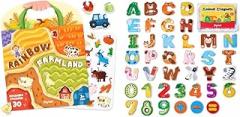 JoyCat Reusable Sticker Book + Wooden Alphabet Magnets for Toddlers Fridge Large Size Cute Animal Colorful ABC Magnetic Letters 26 Uppercase Letters 0-9 Numbers Toy Set