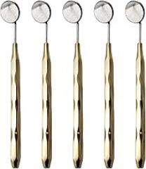 ARTMAN INSTRUMENTS Dental Mirror Set of 5 – Stainless Steel with Gold Plated Handle, Front Surface Rhodium Plasma Coated, European Style Threading, Autoclavable