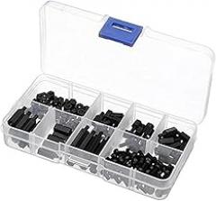 180pcs Nylon Stand-Off Screws Nuts Set Full Black for Electronics Computers
