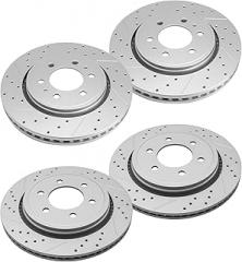 Front and Rear Drilled Slotted Brake Disc Rotors Fit for Ford F-150, Lobo 2015 2016 2017 Electronic Parking Brakes, Replacement 13.77inch & 13.22inch Rotor