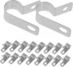 GANAZONO 20pcs Stainless Steel Cable Clips U-Shaped Wire Holders for Outdoor Light Management High-Temperature Resistant Cord Fasteners Secure R-Clip Design for Cables and Wires