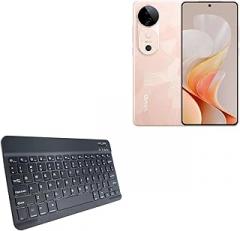 BoxWave Keyboard Compatible with vivo V50 - SlimKeys Bluetooth Keyboard, Portable Thin with Chiclet-Style Keys - Jet Black