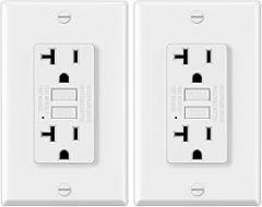 ELECTECK 2 Pack GFCI Outlets 20 Amp, Non-Tamper Resistant, Decor GFI Receptacles with LED Indicator, Ground Fault Circuit Interrupter, Wallplate Included, ETL Listed, White