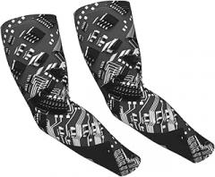 HTRWEDG Green Stripes Arm Sleeves Cover Uv Sun Protection For Sports Running Golf Cycling Hiking