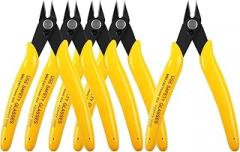 HongWay 5pcs Micro Flush Cutters, Wire Cutter with Internal Spring, Diagonal Cutters for Electronics, Heating Wire, Model Sprue, Soft Copper Wire Snips, 5 Inches, Yellow
