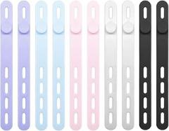 Elastic Silicone Straps - 10 Pack Cord Storage Bands, Desk Fasteners | Indoor Outdoor Office Car Hotel Travel Phone Headphone Charger Earbud Electronics Organization Solution