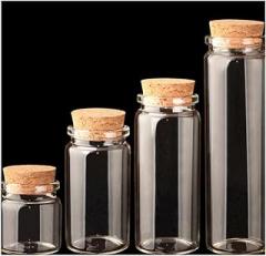 10PCS Mini Small Tiny Empty Clear Empty Wishing Vials with Cork Glass Bottles Jars Containers 30 * 70 * 17mm 40.0 ML