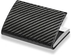 MONOCARBON Real Carbon Fiber Business Card Holder,Portable Pocket Business Card Holder Case with RFID Blocking & Magnetic Closure,Elegant Multifunction Card Organizer for Discerning Gentlemen