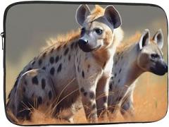 Hyena Animal Laptop Bag for Women Men Shockproof Travel Office School Laptop Bag, black, 10 inch