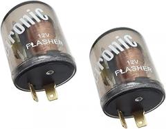 2 PCS 12V 2 Pin Electronic Flasher Relay, 20A Round Shell Fast Flasher Relay, Universal Heavy Duty Incandescent Bulbs Fast Flash Socket Kit, for Most Cars Motorcycles (Transparent)