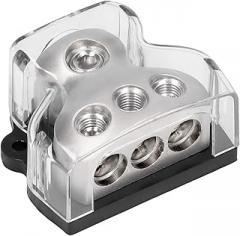3‑Way Power Distribution Block Audio Fuse Holder Distributor Connecting Block for Cars (B(Black Base))