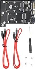Dual MSATA SSD to Dual SATA3 Adapter Card, Fast Reading Speed Converter, High Speed SATA3 6Gbps Memory Card Reader, Plug and Play Computer Accessories with 2 SATA Cables and Screwd