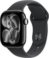 Apple Watch Series 11 [GPS 42mm] Smartwatch with Jet Black Aluminum Case with Black Sport Band - S/M. Sleep Score, Fitness Tracker, Health Monitoring, Always-On Display, Water Resistant