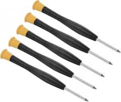 Tiny Torx Screwdriver, 112mm Length, Steel T6 Star Head Screw Driver with Swivel Lid Non-Slip Grip - (Applications: for Eyeglasses Watches Electronics Computer), 5pieces