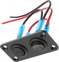 Marine Switch Panel 2 Gang Rocker Switches for Automotive Boat RV Control Panel for Yacht and RV Electronics