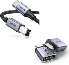 UGREEN USB B to USB C Printer Cable 3 FT Bundle USB C to USB Adapter (2 Pack)