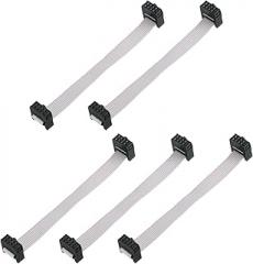 MECCANIXITY 5 Pcs IDC Connector Flat Ribbon Cable, 8 Pins 2.54mm Pitch 10cm Length FC to FC Dual Female Connector Flat Ribbon Cable Wire for Industrial Electronics, Grey