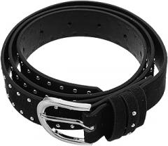 Milisten Studded Belt Women Western Style Waist Belt with Buckle Black Faux Suede for Casual and Boho Outfits