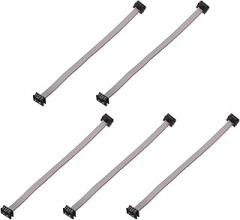 MECCANIXITY 5 Pcs IDC Connector Flat Ribbon Cable, 6 Pins 2mm Pitch 15cm Length FC to FC Dual Female Connector Flat Ribbon Cable Wire for Industrial Electronics, Gray