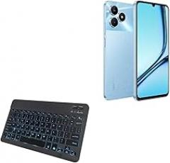 BoxWave Keyboard Compatible with Realme Note 50 - SlimKeys Bluetooth Keyboard - with Backlight, Portable Slim LED 7 Colors - Jet Black