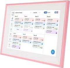 Luqeeg 10.1In Pink Digital Calendar, Smart Touchscreen Family Planner, HD Digital Picture Frame Interactive Household Chores Chart Wall Electronic Planner for Family Schedules