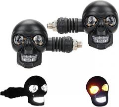 Skull Motorcycle Indicator Dual Color Motorbike Scooter Front Rear Turn Signal Lights 12V White/Red/Blue & Yellow Running Lamp New 2026 High For Reliable Electronic Component