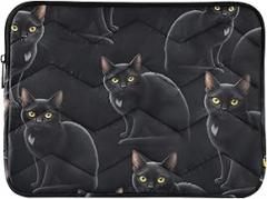 Laptop Sleeves 13, 13.3, 14 Inch Black Cats Yellow Eyes Waterproof Briefcase Bags Portable Electronic Device Cover