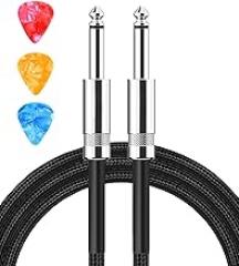 Guitar Cable Guitar Cord 6.6ft AMP Cord for Bass & Electric Guitar/Keyboard/Mandolin TS 1/4 Inch Instrument Cable, Pro Audio Straight Angle Black