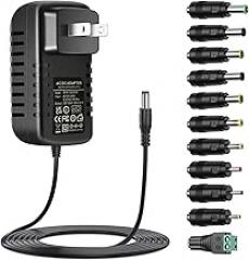 12V Power Supply Ac Adapter DC12V 3A with 11 Interchangeable Plugs Power Cord Adapter Charger for LED Light Sceptre Monitor Keyboards Cameras DC12V 3Amps 36W
