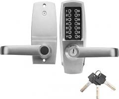 Mechanical Door Lock, Mechanical Push Button Lever Lock, Keyless Entry Commercial & Residential, Water-Proof Zinc Alloy, Easy to Install, for Garden, Yard, Garage