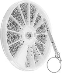 Housoutil Stainless Steel Miniature Screw Nut Repair Kit for Eyeglasses and Watches Includes Precision Screwdriver for Home and Electronic Product Fixes Portable Assortment