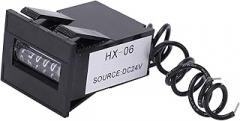 Electromagnetic Counter, 6 Digits Electronic Industrial Totalizer with No Clear Function HX‑06 for Electric Pulse Counts in Oil, Chemical, Textile (24V)