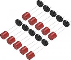 uxcell 10Set Cylindrical DIP Mounted Miniature Round Slow Blow Micro Fuse with Fuse Holder for Electronic Parts PCB LCD Repair, T-1.6A 1.6A 250V, Red