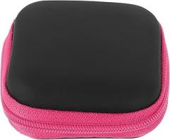 Portable Earbud Case Eva Storage Pouch for Electronic Accessories, Travel Cable Organizer Bag for Earbuds and Earphone Storage, Pink