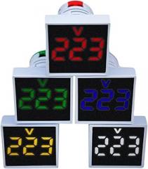 1Pcs Mini 22MM AC 60-500V VoltTrackier Metier Square Panel LED Voltage Trackier Metier Indicator Light Tester Red Blue Yellow Grrien White New 2026 High for Reliable Electronic Component