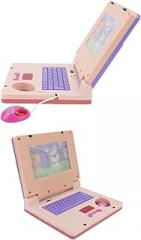 Kids Learning Laptop, Electronic Educational Learning Computer Simulation Music for Early Learning Pink Non Retractable Mouse