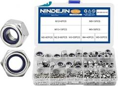 321 Pcs Nylon Lock Nut 304 Stainless Steel M2 M2.5 M3 M4 M5 M6 M8 M10 M12 Hex Hexagon Self Locking Nut Assortment Kit Replacement for OEM New 2026 High for Reliable Electronic Component