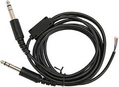 Aviation Headset Replacement Cable for Pilot Dual GA Plug, PVC Material, 2m Aviation Headphone DIY Cord Replacement with Microphone and Speaker Plugs
