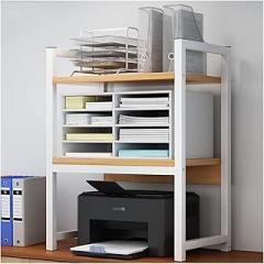 Bookcase Desk Shelves Multifunction Printer Shelves Small Desk Storage Shelf Desktop Storage Rack 2 Layer Floor Standing Storage Rack for Desk, Table or Countertop, Bookcase