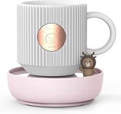 Coffee Warmer with Auto-Off Timer, Electronic Beverage Cup Warmer with 2 Temperature Setting Up to 131℉/55℃, Smart Coffee Cup Warmer for Desk with LED Display, Best Gift for Your Love,White