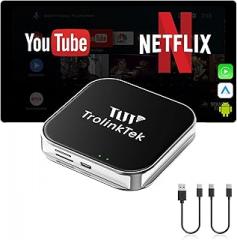 AI Box Wireless CarPlay & Android Auto Adapter - Easy Plug & Play, Dual-Band WiFi, Bluetooth 5.4, 4K Video Support, Android 11.0, Compatible with Factory CarPlay (4GB RAM, 64GB ROM)