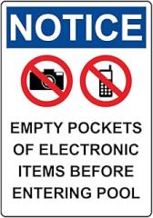 Safety Signs Portrait NOTICE Empty Pockets Of Electronic Sign With Symbol Metal Sign Vintage Sign 12 X 8 Inch