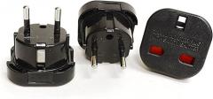 OREI GP-021 Continental UK 3-Pin To Schuko European 2-Pin Grounded Travel Adapter Plug - 3 Pack