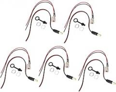 Power Jack Cord Socket 5.5x2.1mm Female Mount Connector Adapter 18AWG Wire 15CM ABS Metal Cover for Home Appliances Electronics 5 Sets